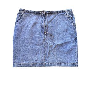 L.A. Blues Vintage Denim Mini Skirt Plus Size 20 Drawstring Waist Y2K Cotton